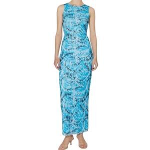 Something New Serena Sleeveless Malibu Blue Violeta Mesh Maxi Dress XS, S, M Nwt